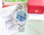 Replica Rolex Datejust Blue Floral Face Automatic Watch 31mm For Lovers 
